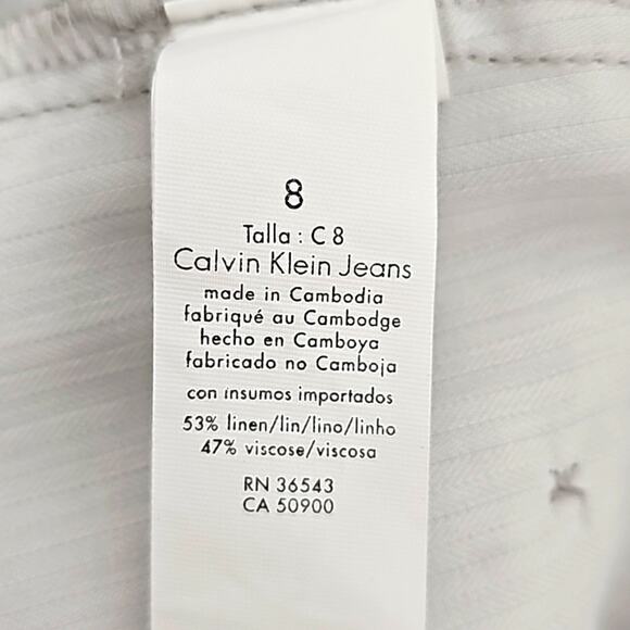 Calvin Klein Jeans Linen Viscose Blend Cream Shorts Four Pockets Women's Size 8 - Picture 9 of 10